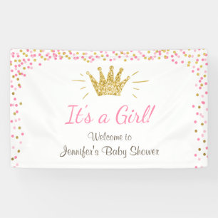 Bannière Princess Baby shower Royal Pink Gold Girl