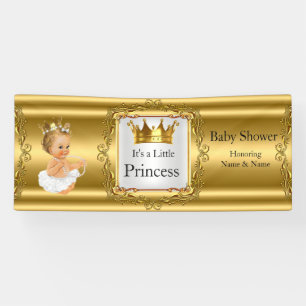 Bannière Princesse Baby shower Or Blanc Blonde Gir