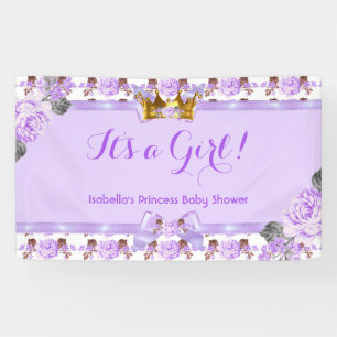 Bannière Princesse Baby Shower Roses Violettes Flo