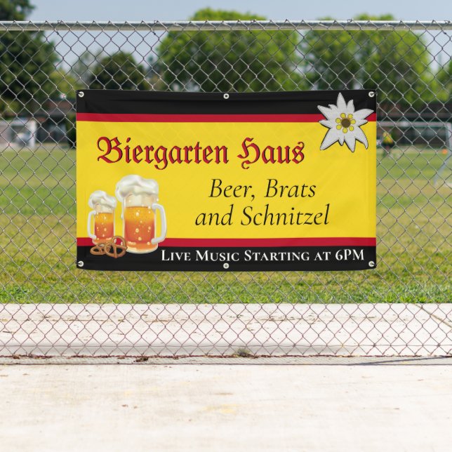 Bannière publicitaire allemande Biergarten 2 Busin (En situation)
