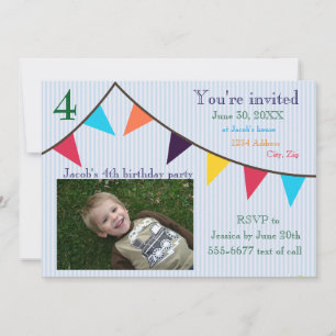 Bannière rayée bleue pour invitation d'anniversair
