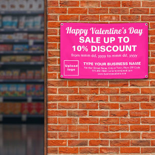 Bannière rectangulaire rose pour vente de la Saint