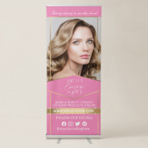 Bannière rétractable élégante pour affaires rose e