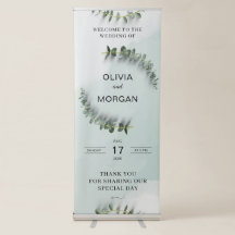 Bannière rétractable Mariage vert et blanc