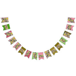 Bannière rétro abstraite avec rose et vert