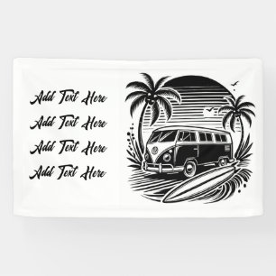 Bannière Retro Surf Van & Palm Trees