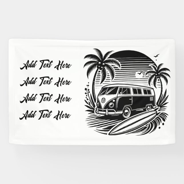 Bannière Retro Surf Van & Palm Trees (Horizontal)