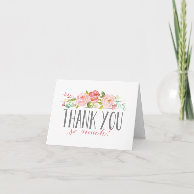 Bannière rose | Carte de remerciements baby shower (Devant)