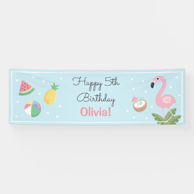 Bannière rose de fête d'anniversaire d'été de (Horizontal)