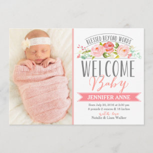 Bannière rose   Fille Faire-part de naissance
