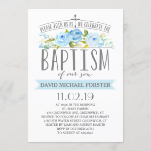 Bannière rose   Invitation Baptême garçon