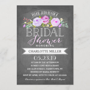 Bannière rose Invitation de douche nuptiale violet