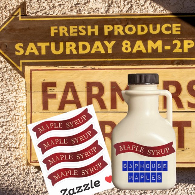 Bannière rouge fantaisie Sirop d'érable Étiquettes (Créateur téléchargé)