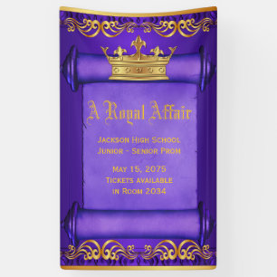 Bannière royale de la couronne en or violet