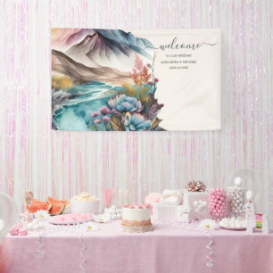 Bannière Russe Boho Watercolor Mountain Mariage
