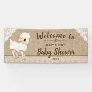 Bannière Rustique Burlap Little Lamb Baby shower