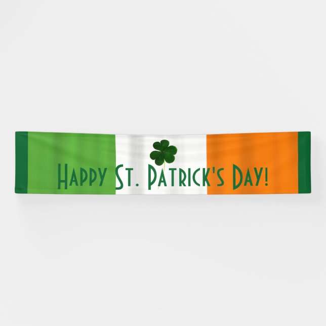 Bannière Shamrock du drapeau irlandais de la Saint (Horizontal)