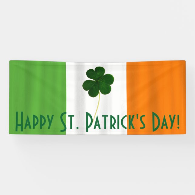 Bannière Shamrock du drapeau irlandais de la Saint (Horizontal)