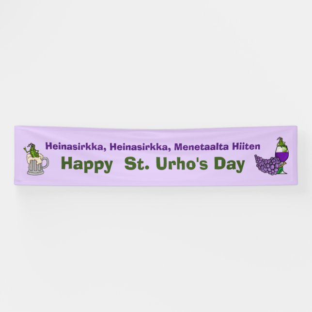 Bannière St. Urho pour les sauterelles, les raisin (Horizontal)