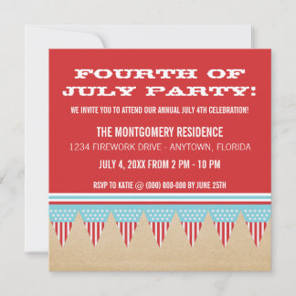 Bannière Stars and Stripes 4 juillet Invitation