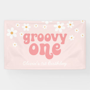 Bannière super One Retro Daisy rose 1er anniversai