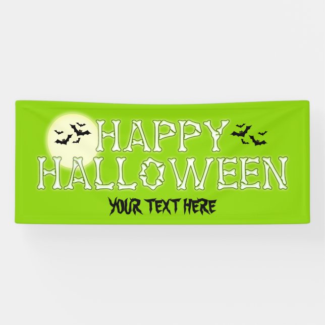 Bannière verte Halloween Skeleton Witch (Horizontal)