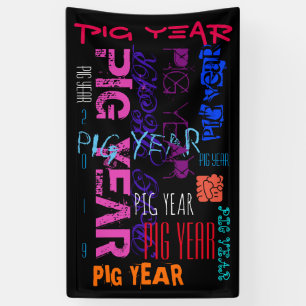 Bannière verticale de l'année 2019 des cochons ext
