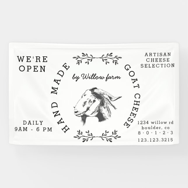 Bannière vintage de lait de chèvre (Horizontal)