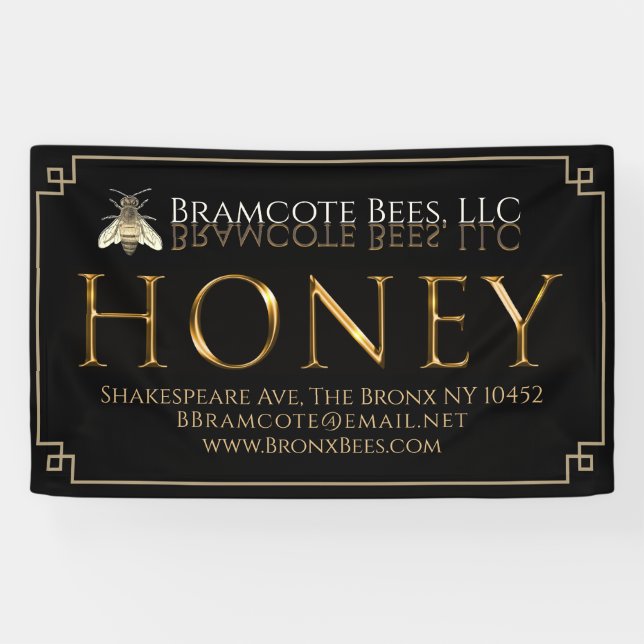 Bannière Vinyl Banner Black Gold Honey abeille (Horizontal)