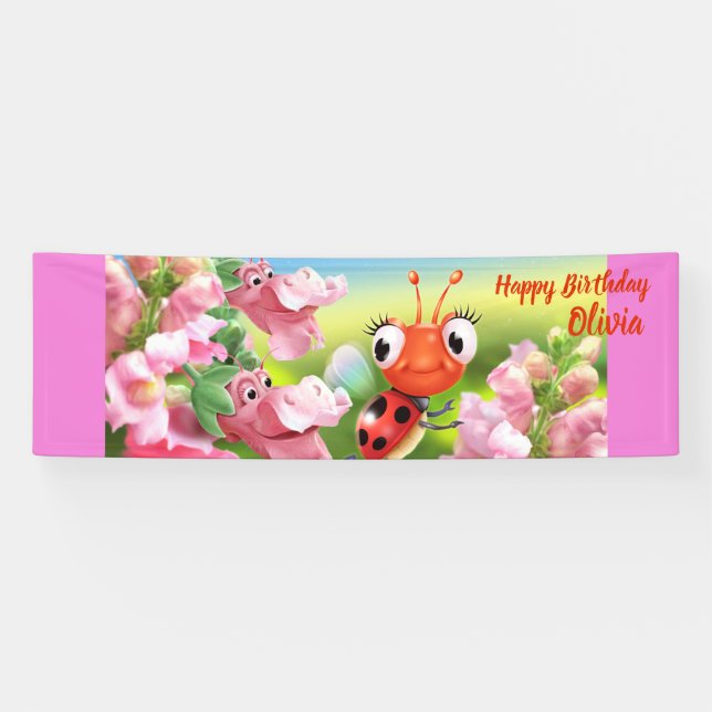 Bannière vinyle d'anniversaire de la coccinelle La (Horizontal)