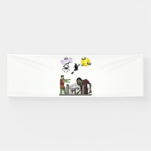 Bannière vinyle Zombie Halloween Land 2,5x8