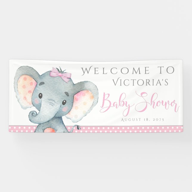 Bannières adorables Baby showers éléphants (Horizontal)