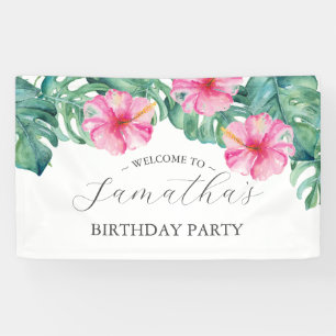 Bannières d'anniversaire Seizième Luau tropical