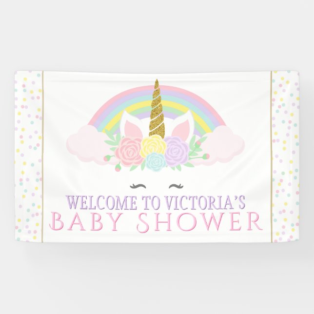 Bannières de Baby shower arc-en-ciel Unicorn (Horizontal)