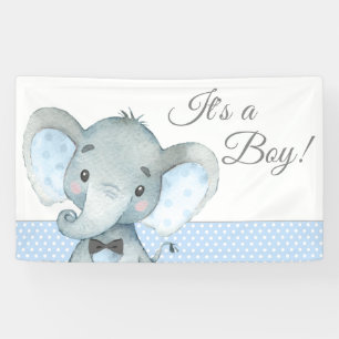 Bannières de Baby Shower Éléphant Garçon