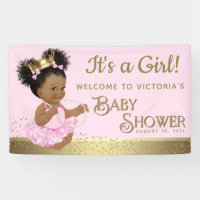 Bannières de Baby Shower Princesse en Or Rose