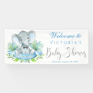Bannières de fête prénatale éléphant pour garçons
