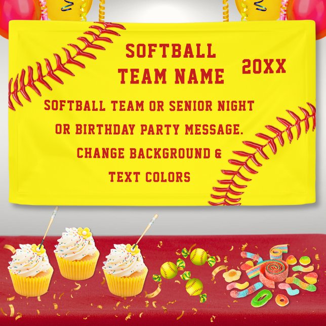 Bannières d'équipe de softball personnalisées, vos (Senior Night Softball Ideas. Softball Banner for Senior Night or Softball Birthday Party Banner. )