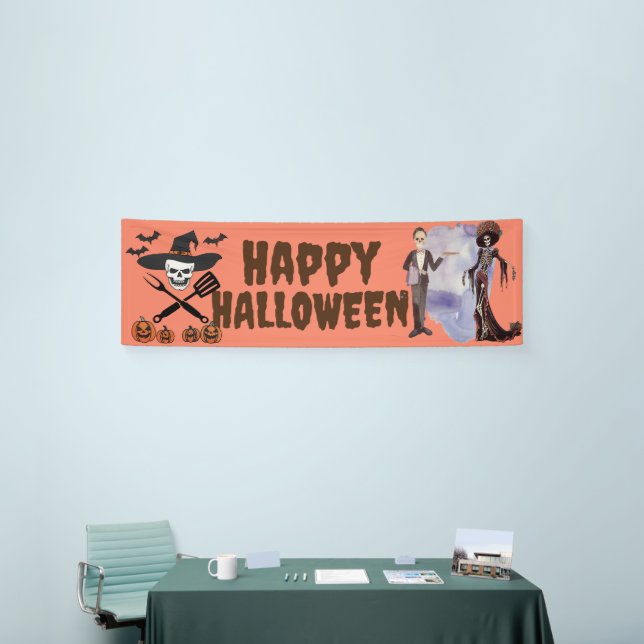 Bannières Halloween personnalisées, Uggg Skelton P (Salon professionnel)
