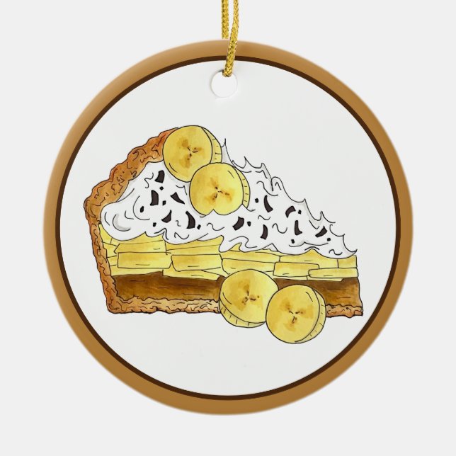 Banoffee Banana Toffee Kuchen backen von hausgemac Keramik Ornament (Vorne)