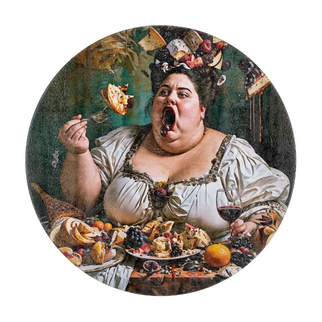 "Banquet of Chaos" Surreal farbenfrohe Kunstwerke Schneidebrett (Vorderseite)