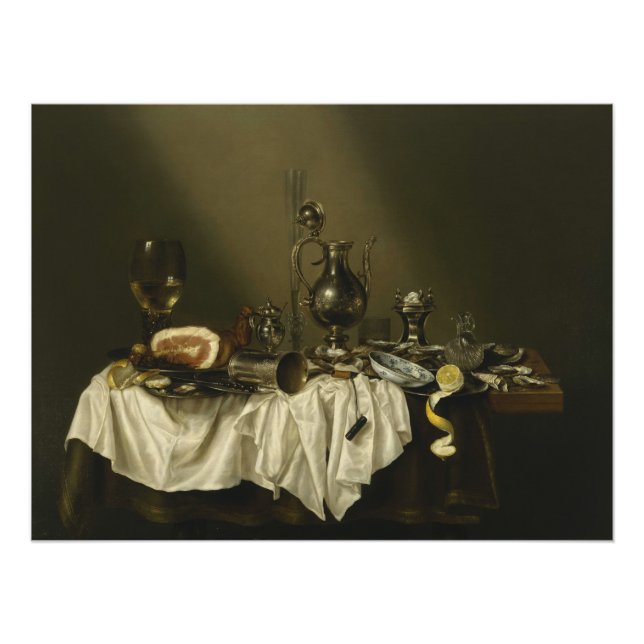 Banquet Piece mit Ham Willem Claesz Heda Glossy Poster (Vorderseite)