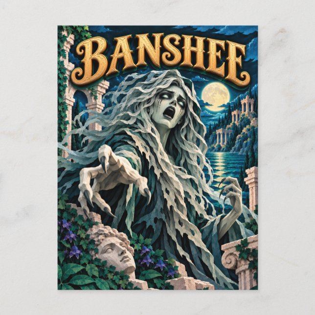 Banshee, Paper Cut Monster Postkarte (Vorderseite)