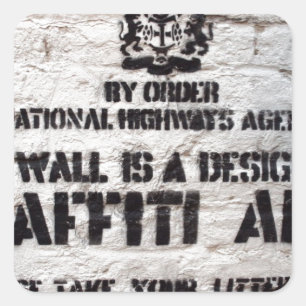 Bansky-Graffiti-Gebiet Quadratischer Aufkleber