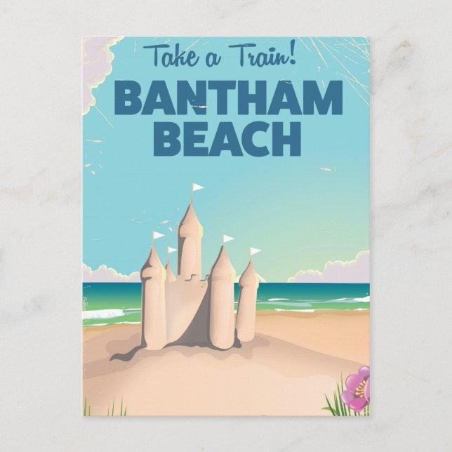Bantham Beach Devon Retroposter Postkarte (Vorderseite)