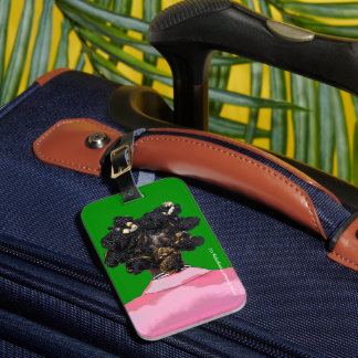 Bantu Knots. Pink and Green. Luggage tag.  Gepäckanhänger