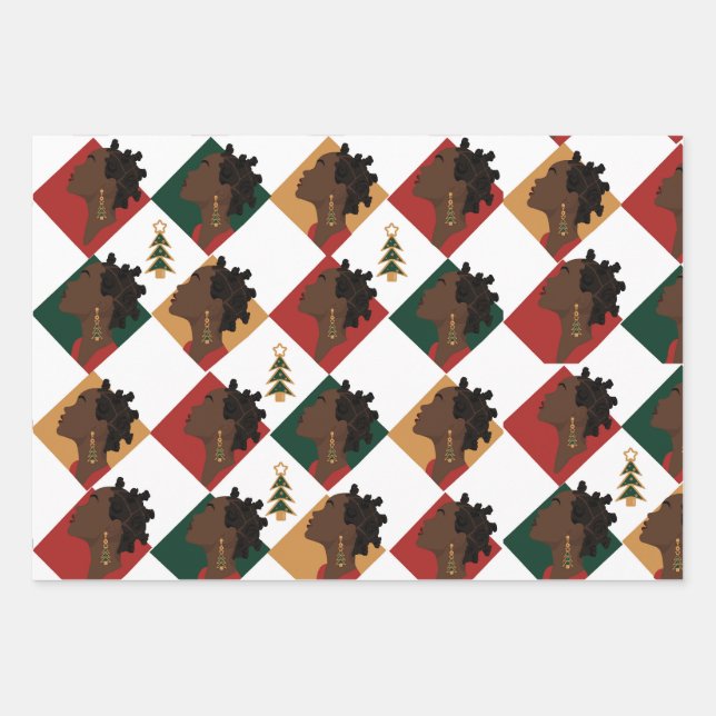 Bantu Tri Remix Enveloppement Papier Plat Set de 3 (Devant)