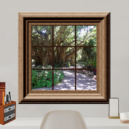 Banyan Tree Fake Window Scene Entspannen Grün Poster