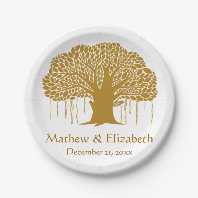 Banyanbaum-rustikale Hochzeit im Freien Pappteller (Vorderseite)