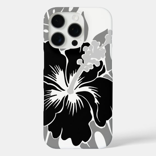 Banzai Beach Hawaiian Hibiskus Black iPhone 16 Pro Hülle (Rückseite)